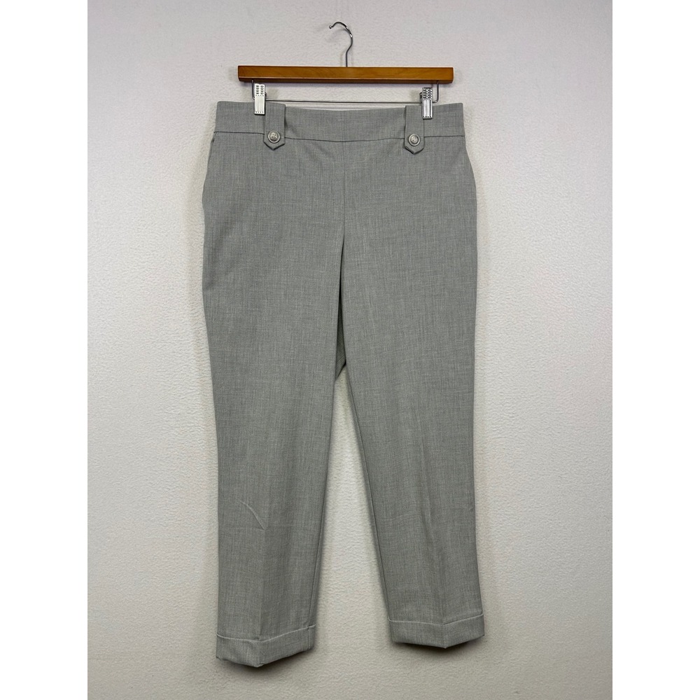 Corporate Chic Rachel Zoe Womens 12 Gray Cuffed Ankle Trousers Business Casual